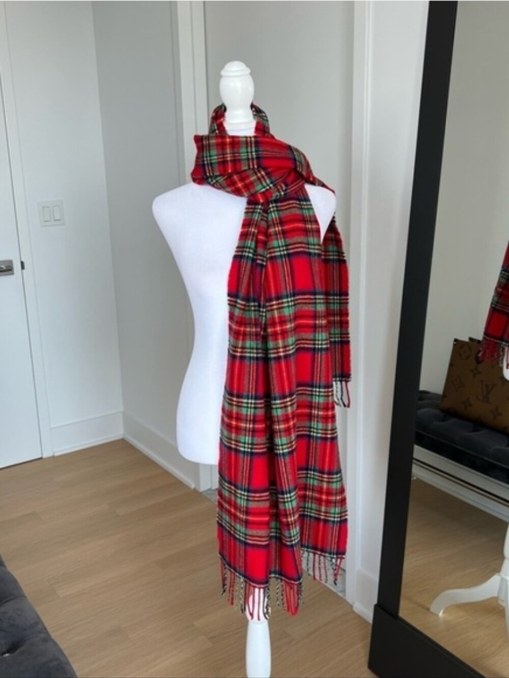 J. Crew Made in Italy Wool-Blend Scarf in Plaid Holiday Christmas Plaid Check